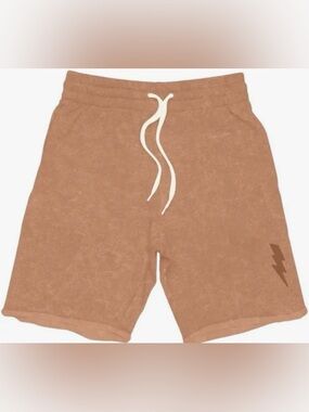 TINY WHALES Boys’ Rust Sweat Shorts Drawstring 100% Cotton Size 5T